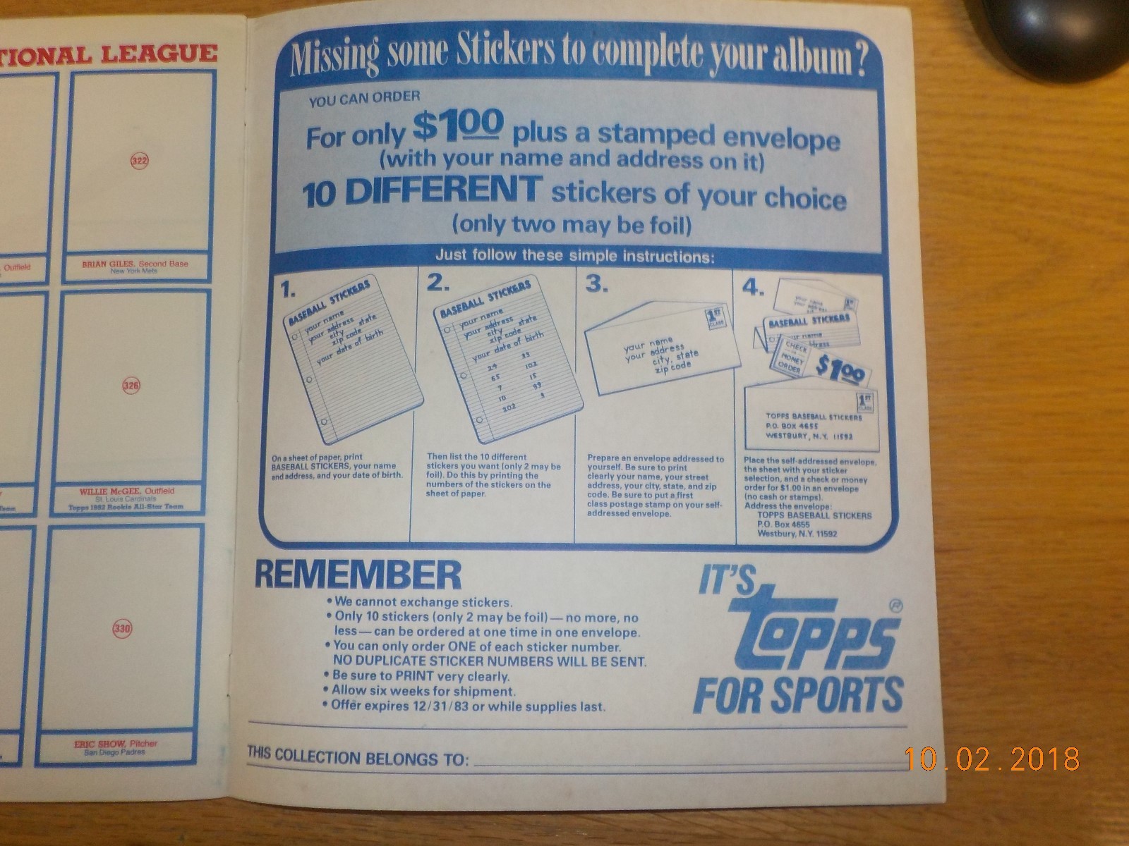 1983 TOPPS BASEBALL Sticker Album Book Unused REGGIE JACKSON on Cover ...