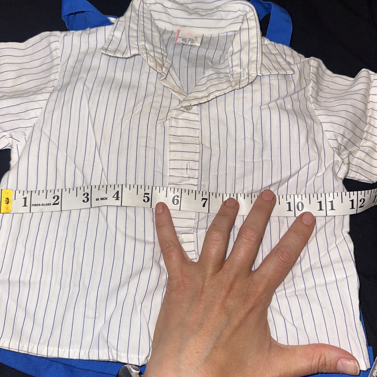 VINTAGE COUNTRY OVERALL/ROMPER-BLUE WHITE Little Boy/Girl/Farm Kid (24M) View 6