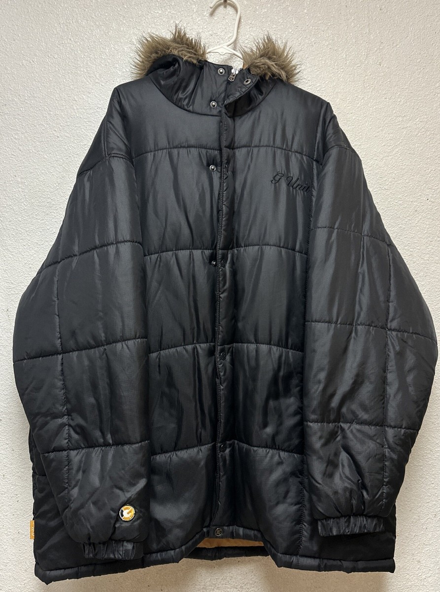 G-Unit Denim Co 50 Cent Men's Goose Down Fur Hooded Puffer Black