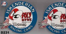 Iskenderian Poly Dyne Racing Cams Dry Mount Decals 4pc Vintage 60s