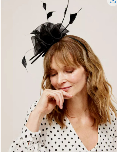 John Lewis Fascinator One Size Black Feathers Headband Occasionwear BNWT RRP£60