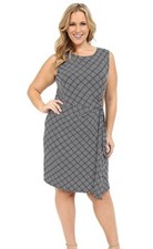 Michael Kors Plus Size Printed Ruffled Faux-Wrap Dress 1X New Navy #4074