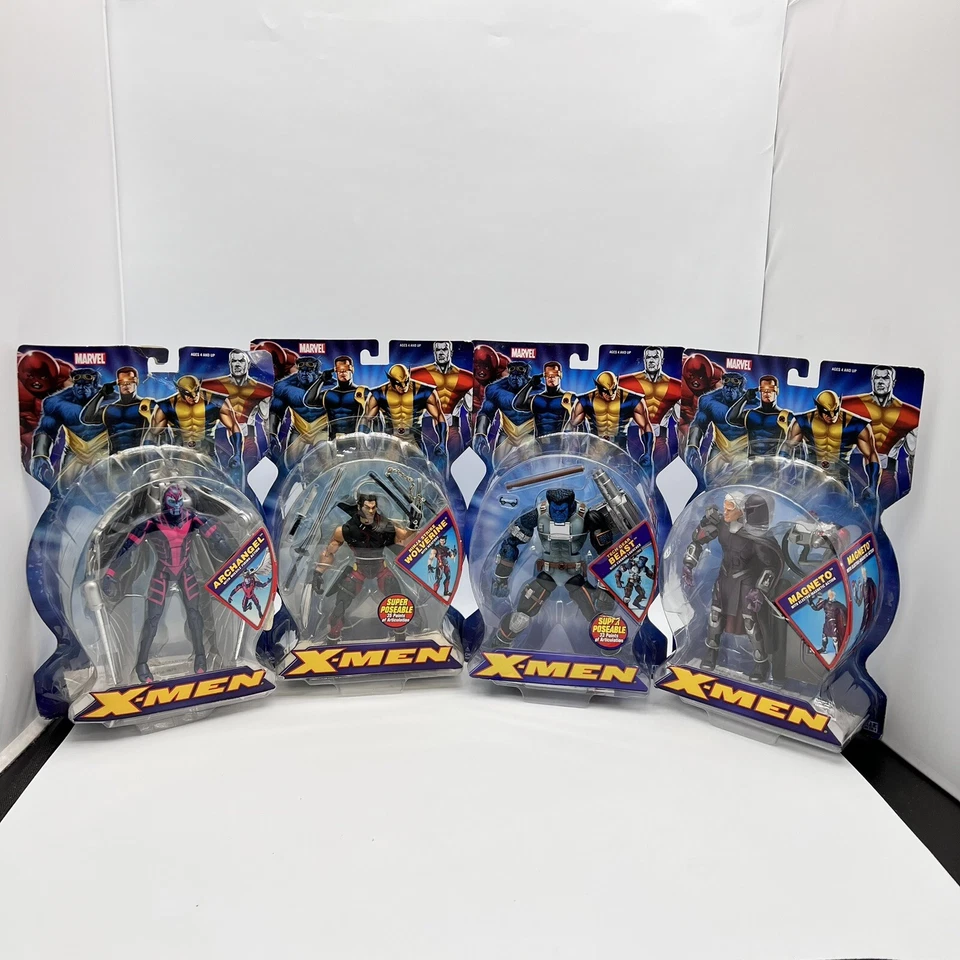 Conjunto de 4 bonecos de ação Marvel Legends Classic X-Men Beast, Archangel Toybiz - Imagem 2 de 4