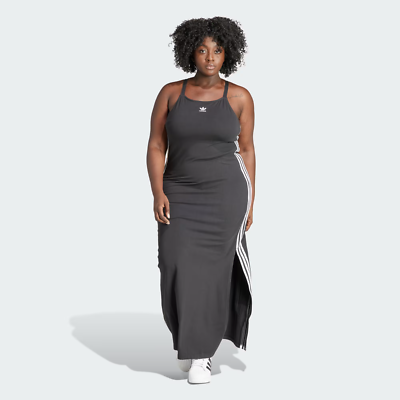 adidas Originals Women's Adicolor 3-Stripes Maxi Dress - Black, Size: 4x