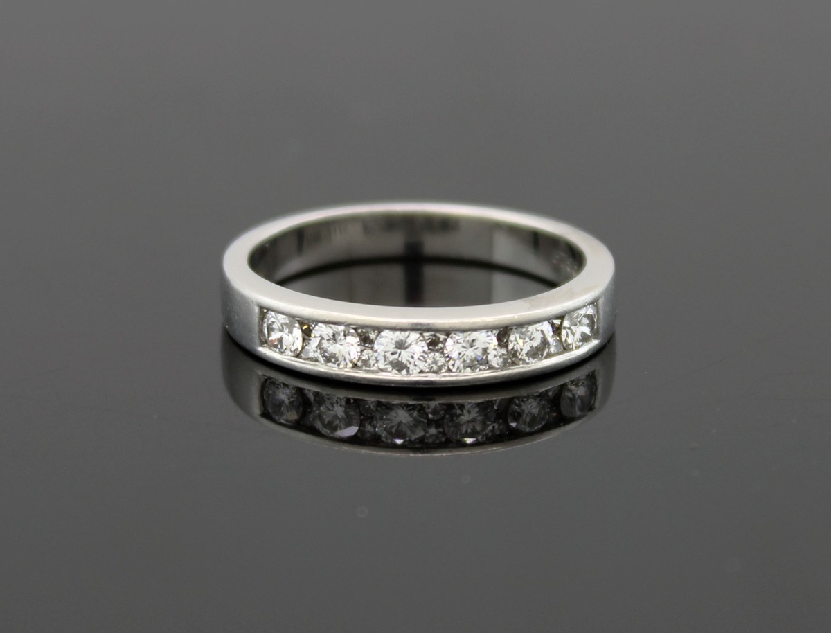 Tiffany & Co 950 Platinum .75 tcw Diamond Half Eternity 3.9mm Band