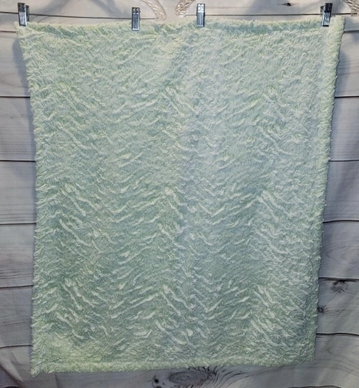 VTG Laura Ashley Baby Blanket Green Sherpa Back Fuzzy Solid Color Soft Lovey - Image 3 of 4