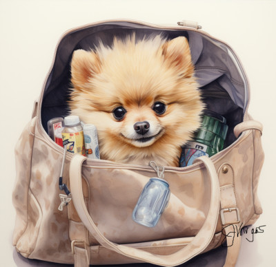 Watercolor Pomeranian Painting Art Print Wall Art 8x11 inch