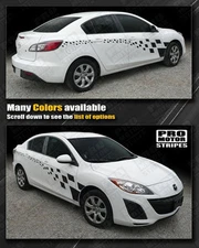 Mazda 3 Checkered Racing Full Side Stripes Decals 2009 2010 2011 2012 2013