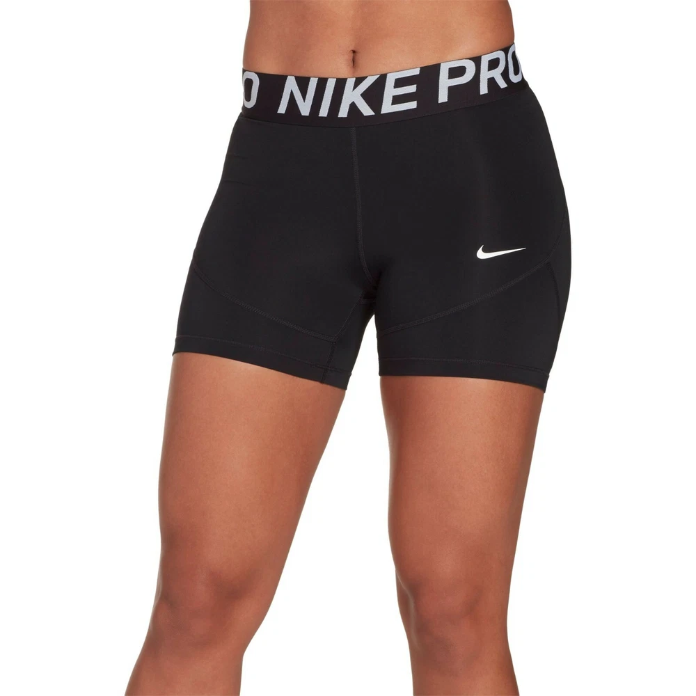 Nike Womens Pro 5 Black White Athletic Training Shorts Size Small
