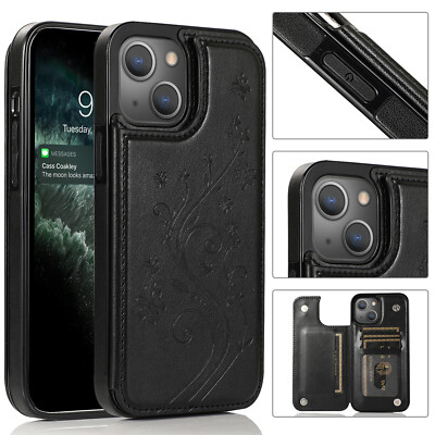 Leder Karten Brieftasche Butterfly Handyhülle Für iPhone 11 12 14 15 16 Pro Max