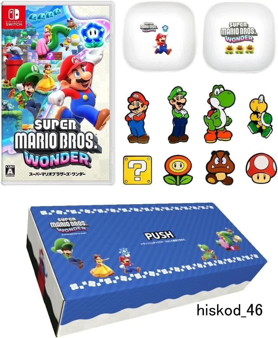 Switch Super Mario Bros Wonder Limited Game Software & Plate & Pins Set W/  Box