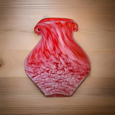 Essie Zareh Baijan Red And White Abstract Hand Blown Heavy Glass Vase