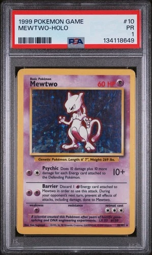 1999 Pokemon Game Base Set #10 Mewtwo-Holo PSA 1