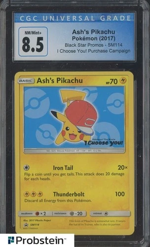 2017 Pokemon BSP I Choose You! Purchase Campaign #SM114 Ash' Pikachu CGC 8.5