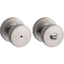Kwikset Pismo Round Satin Nickel Bed/Bath Door Knob Featuring Microban