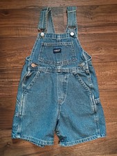 Vintage OSHKOSH B' Gosh Toddler Sz 3T Shortall Overalls Shorts Denim Blue