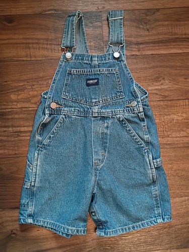 Vintage OSHKOSH B' Gosh Toddler Sz 3T Shortall Overalls Shorts  Denim Blue