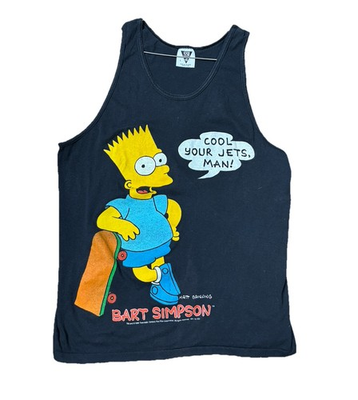 #ad Vintage T shirt Bart Simpson Tank Top 1990 Size L “cool Your Jets Manquot; $45.00