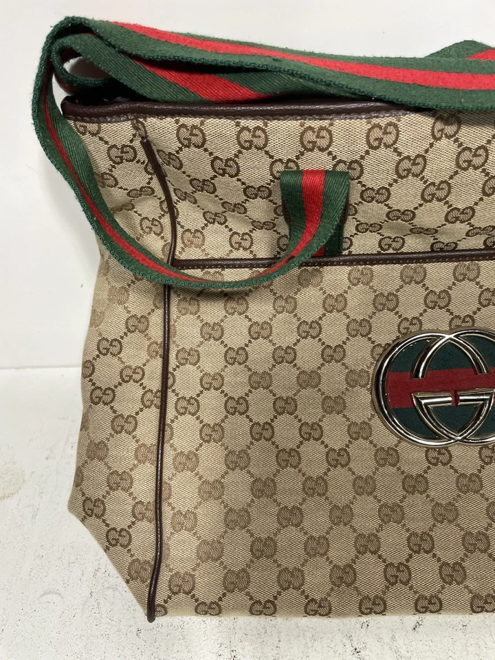 Bolso de Viaje Gucci Vintage Retro Bolso de Hombro Lona Cuero Foto 4 de 4