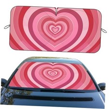 Car Windshield Sunshades Pink, 59 31.5 Inches, UV Rays Sun 59"L x 31.5"W Heart