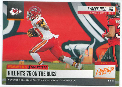 2021 Panini Prestige Highlight Reel Xtra Points Orange 15/75 Tyreek Hill #HR-TH