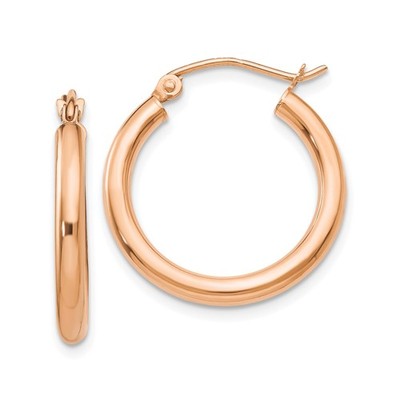 14 Karat Rotgold Creolen glatt poliert minimalistisches rundes Design für Damen
