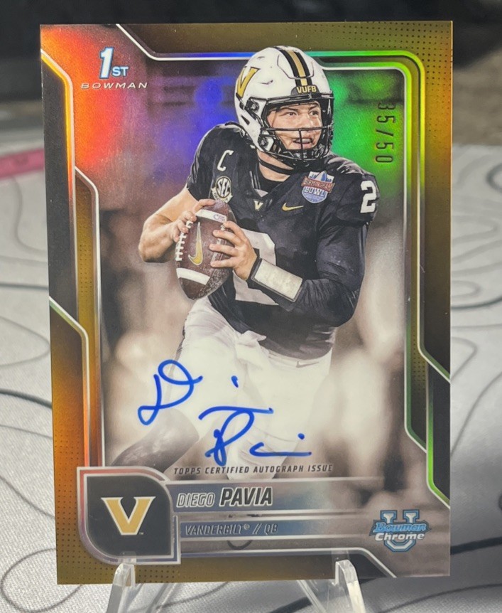 2025 Bowman University Chrome Diego Pavia 1st True GOLD On Card Auto /50 - Vandy