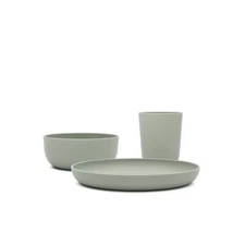 Lalo NON TOXIC 3pc Toddler Mealtime Set Silicone Plate, Bowl, and Cup - Sage