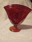 Fenton Ruby Red Carnival Glass " Dancing Ladies" Fan Vase Mint! 7 1/4 In
