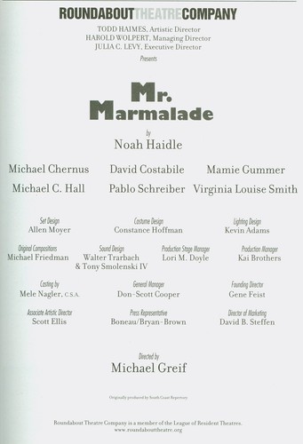 Playbill + Mr Marmalade + Dexter star Michael C Hall , Virginia Louise Smith - Picture 2 of 5