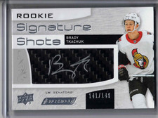2018-19 UD Engrained hockey Brady Tkachuk Rookie Signature Shots auto /149 card
