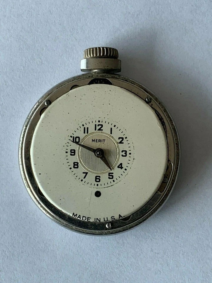 177. MERIT,  HTU Halbsavonette mit Roskopf-Hemmung, made in USA, läuft, works - Bild 2 von 4