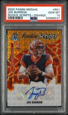 2020 Panini Mosaic Joe Burrow Rookie RC Scripts Orange Auto PSA 10 POP 8 RARE