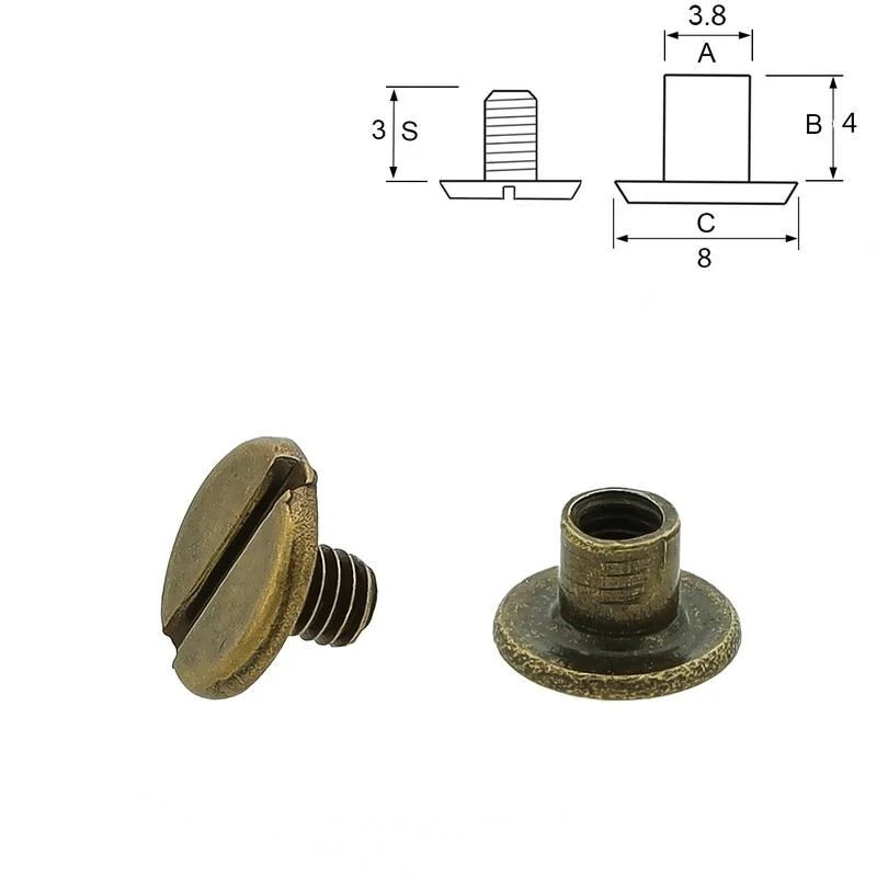 KURZWAREN DIREKT 10 Stück Buchschrauben Chicagoschrauben 4mm schmal messing Buchschraube rund