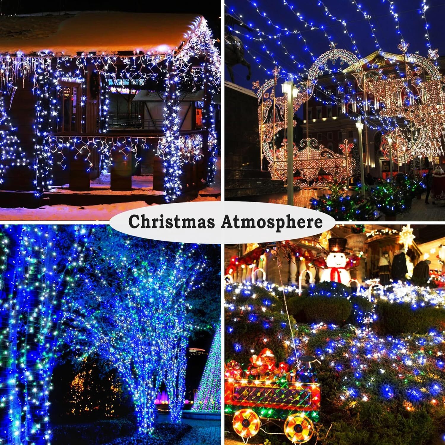 KNONEW 1000 LED Christmas Lights Outdoor 403FT Blue and White String