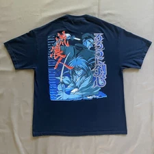 VTG 2002 Rurouni Kenshin Reflection T Shirt Mens Size Large Blue Anime Manga Y2k
