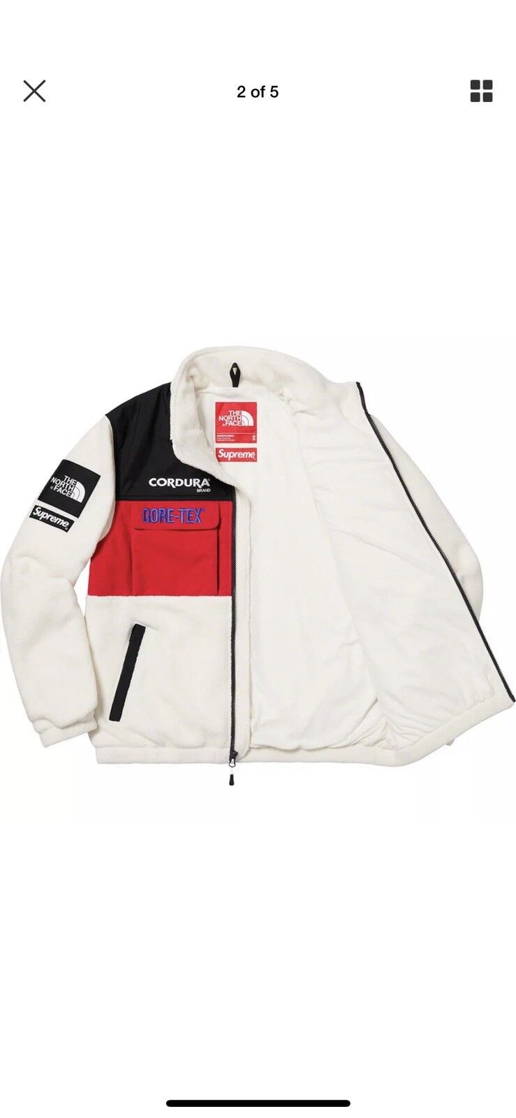 Supreme The North Face TNF Expedition Fleece Jacket White size 