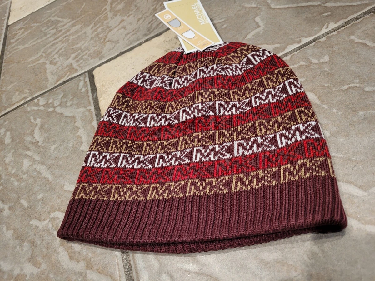 Michael Kors Women\'s Two Tone Color Block Ribbed Beanie OS Magenta Red $58 Michael Kors Multicolor Beanie Hats for Women for sale | eBay main image 2