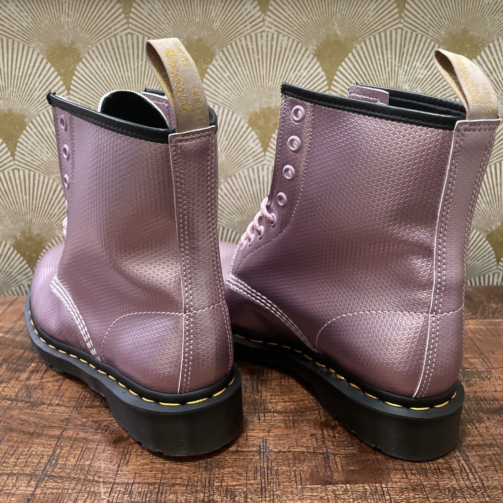 DR. MARTENS 1460 Vegan Women’s Aluminix Embossed Combat Boot Size 8 New Pink image 5