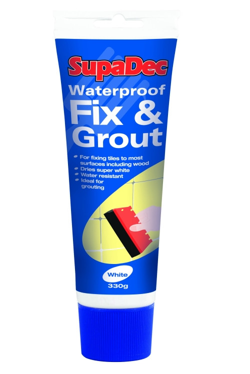 SupaDec DIY Decorating Waterproof Kitchen Bathroom Tile Fix & Grout 330g - White