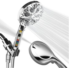 10 Spray Setting Shower Head High Flow Filtered Shower Head, Stainless Hose
