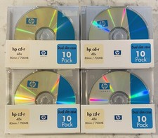 4 - 10 PACK Hewlett Packard CD-R 80min / 700MB Dual Slim Case Pack 40 Total