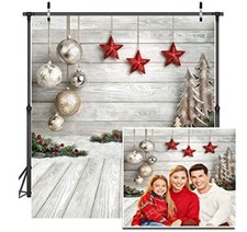 8X8ft Christmas Backdrop Xmas Tree Christmas Balls Vinyl Photography Backdrop...