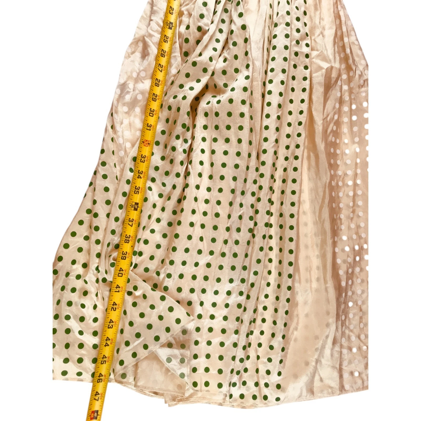 Abito donna Tory Burch spalle scoperte a pois 100% seta taglia 0 corpetto smocked