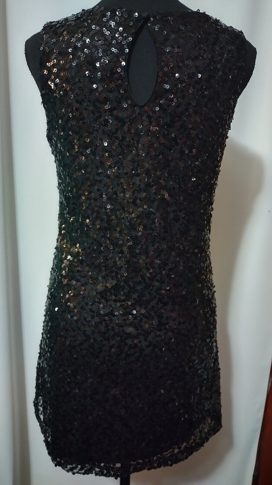 H & M Brand Black Sequinned Mini Dress Size S - image 4