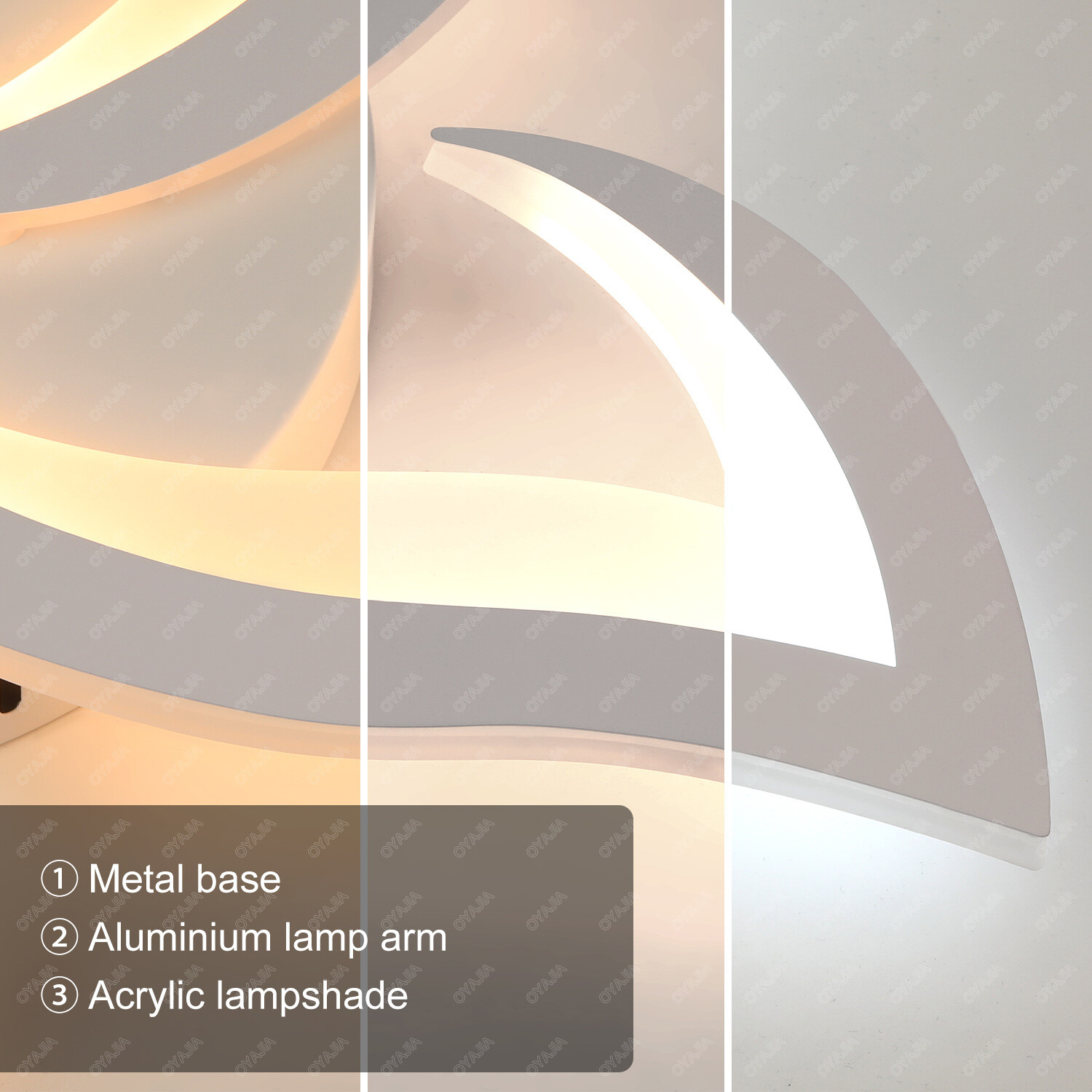 Modern Chandelier LED Lamp White Frame Ceiling Light Living Room