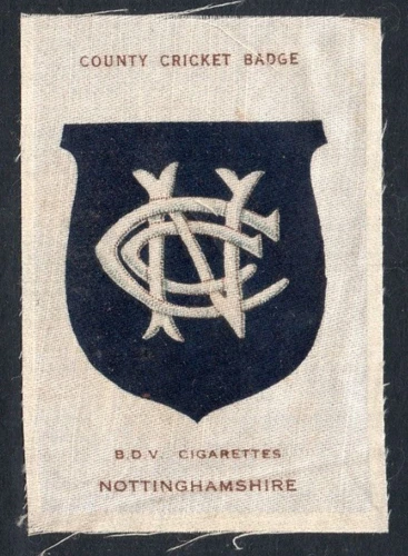 Nottinghamshire County Cricket Badge silk antique BDV Cigarettes 1921 fabric