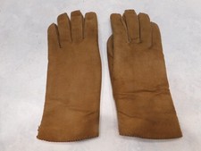  DESIGNER LADIES BROWN SUEDE WINTER GLOVES POLYESTER PILE LINING SIZE 7.5
