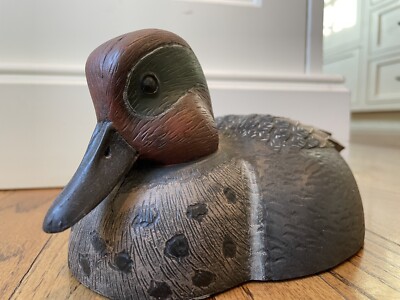 Vintage 10'' Green Winged Teal Ceramic Duck Decoy