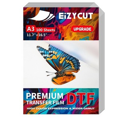 DTF Transfer Film - A3 100 Sheets 11.7''x16.5'' Double-Sided Matte, Premium DTF...